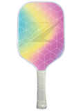 Spectrum Paddle featuring a colorful geometric design, perfect for pickleball enthusiasts.