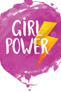 Colorful paddle design featuring 'Girl Power' with a lightning bolt, perfect for spirited Pickleball players.