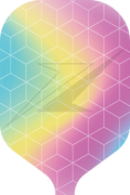 Colorful Spectrum Paddle design featuring a hexagonal pattern, ideal for pickleball enthusiasts.